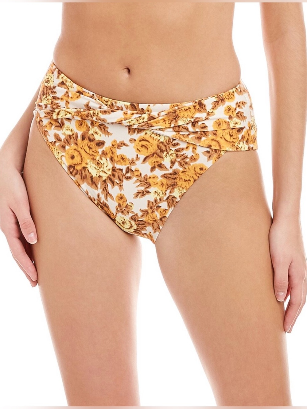 Simkhai Bailee High-Cut Floral Bikini Bottom in Yellow Floral
